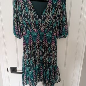 Maison Tara Vibrant Patterned Mini Dress
